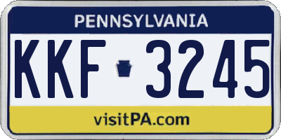 PA license plate KKF3245