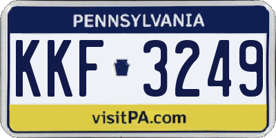 PA license plate KKF3249