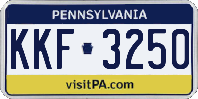 PA license plate KKF3250
