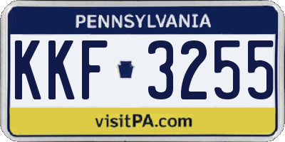 PA license plate KKF3255