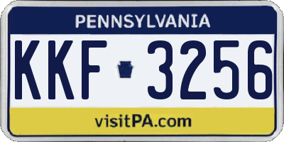 PA license plate KKF3256