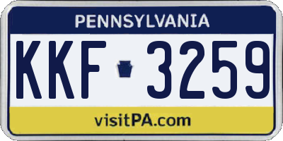 PA license plate KKF3259