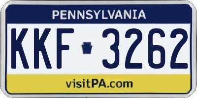 PA license plate KKF3262