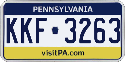 PA license plate KKF3263