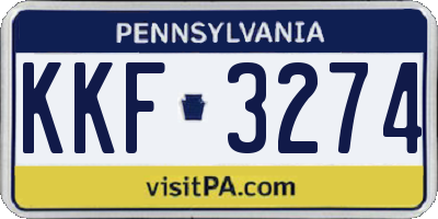 PA license plate KKF3274