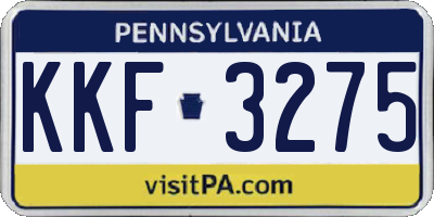 PA license plate KKF3275
