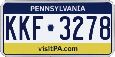 PA license plate KKF3278