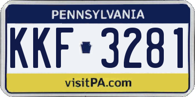 PA license plate KKF3281