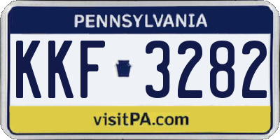 PA license plate KKF3282