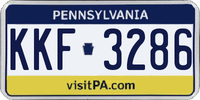 PA license plate KKF3286