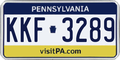 PA license plate KKF3289