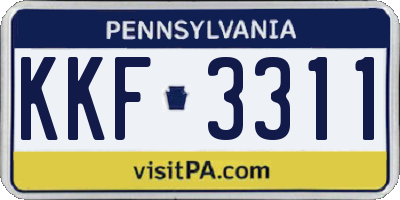 PA license plate KKF3311