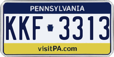 PA license plate KKF3313