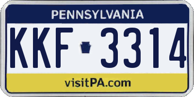 PA license plate KKF3314