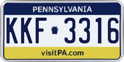 PA license plate KKF3316