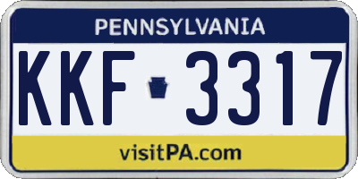 PA license plate KKF3317