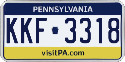 PA license plate KKF3318