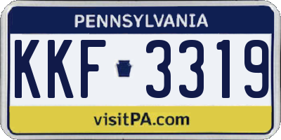 PA license plate KKF3319