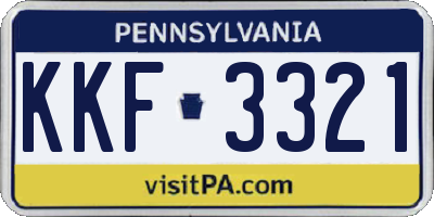 PA license plate KKF3321