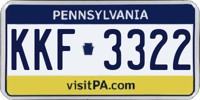 PA license plate KKF3322
