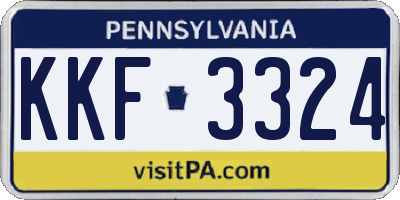PA license plate KKF3324