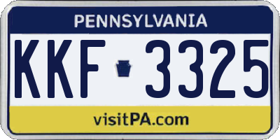PA license plate KKF3325