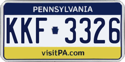 PA license plate KKF3326