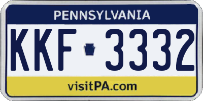 PA license plate KKF3332