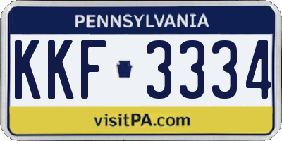 PA license plate KKF3334