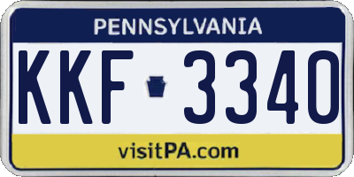 PA license plate KKF3340