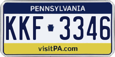 PA license plate KKF3346