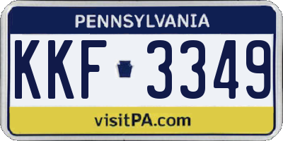 PA license plate KKF3349