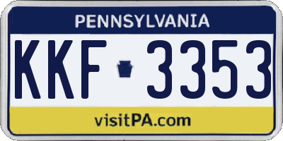PA license plate KKF3353
