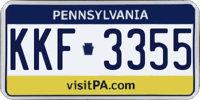 PA license plate KKF3355