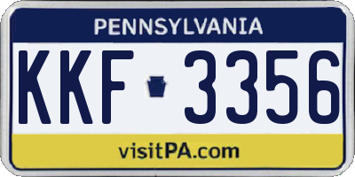 PA license plate KKF3356