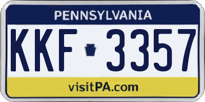 PA license plate KKF3357