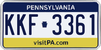PA license plate KKF3361