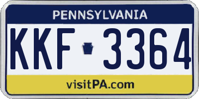 PA license plate KKF3364