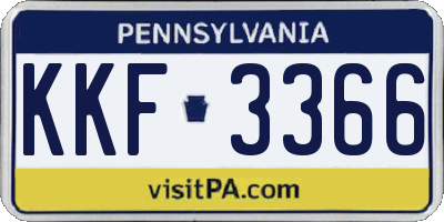 PA license plate KKF3366
