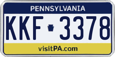 PA license plate KKF3378