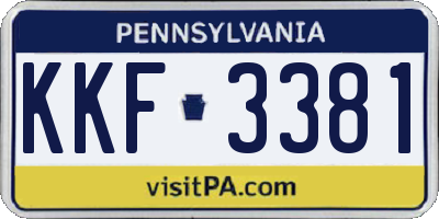 PA license plate KKF3381