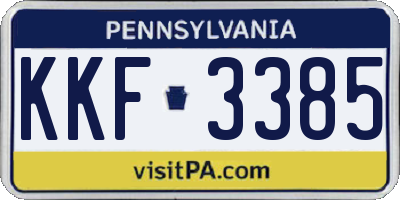 PA license plate KKF3385