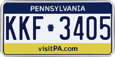 PA license plate KKF3405