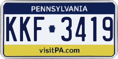 PA license plate KKF3419