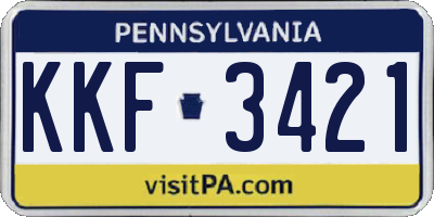 PA license plate KKF3421