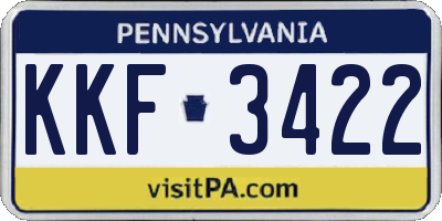 PA license plate KKF3422