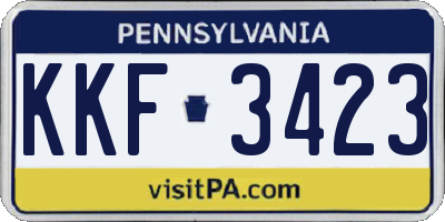 PA license plate KKF3423