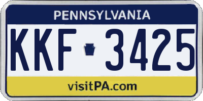 PA license plate KKF3425