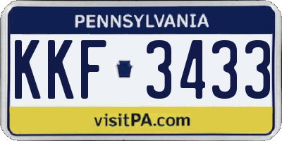 PA license plate KKF3433