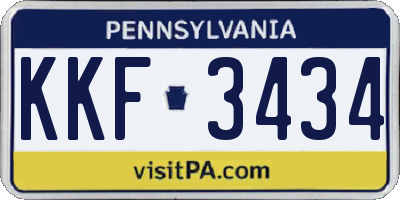 PA license plate KKF3434